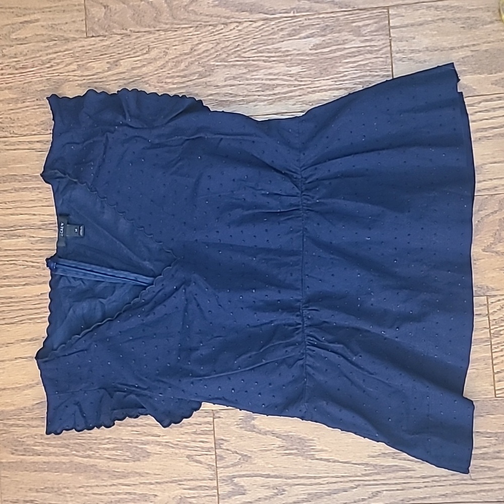 J.CREW peplum blouse in swiss dot navy Size 14